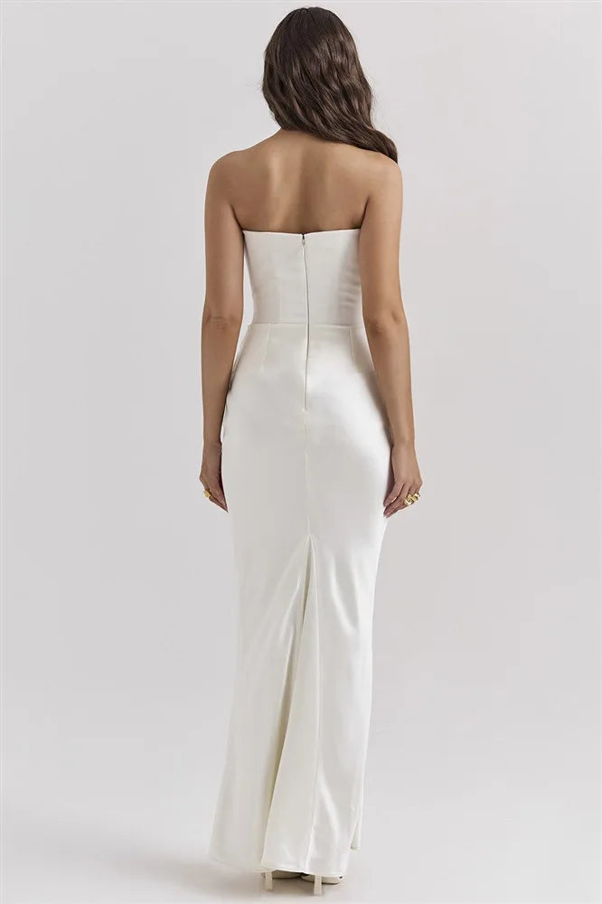 Girdle Straight Shoulder Women 2024 Bandeau Dress Hot Sale Fishbone Folds Buttocks Wrapping