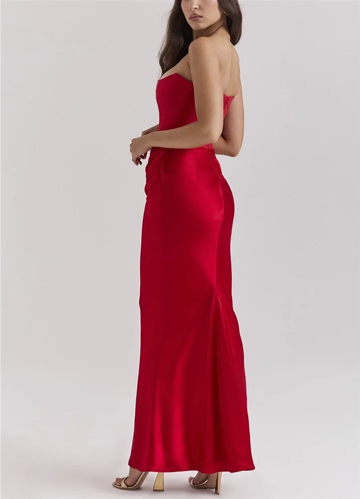 Girdle Straight Shoulder Women 2024 Bandeau Dress Hot Sale Fishbone Folds Buttocks Wrapping