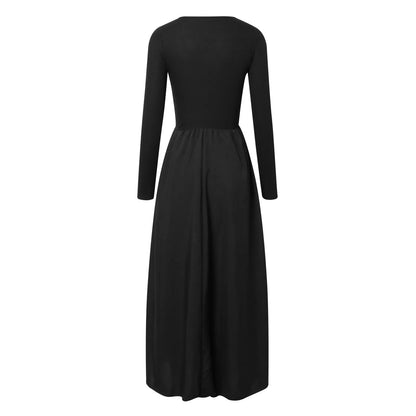 Round Neck Long Sleeve High Waist Minimalist Temperament Dress Female